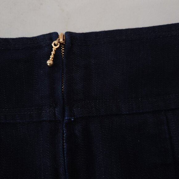 Leifsdottir Blue Denim Pencil Skirt Womens 10 Military Buttons Anthropologie - Picture 8 of 9
